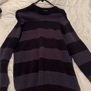 Striped Men's Sweater - Black and Gray